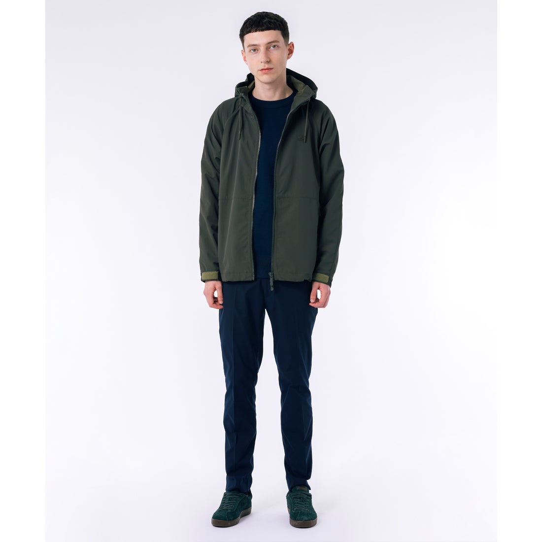 ラコステ LACOSTE 撥水防風フードジャケット（ダークグリーン） -靴