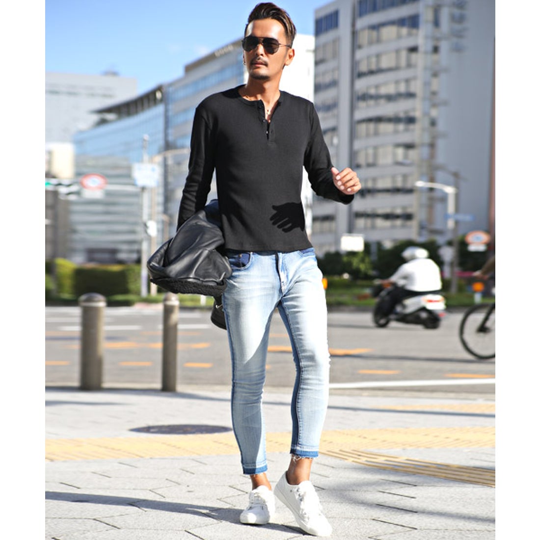 ラグスタイル LUXSTYLE ヘンリーネック ロンT メンズ 長袖 Tシャツ