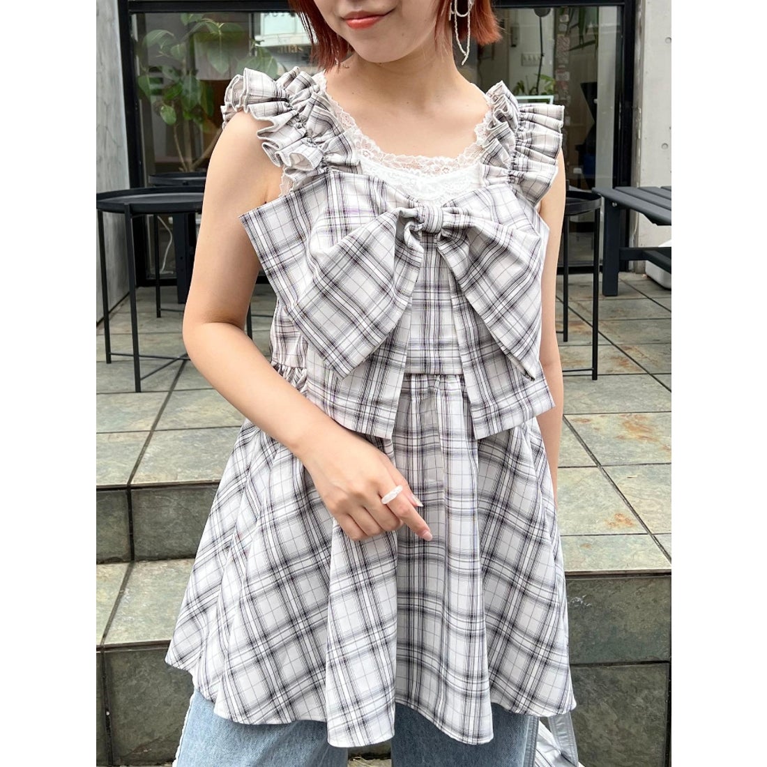 マジェスティックレゴン MAJESTIC LEGON 肩フリルリボンビスチェ