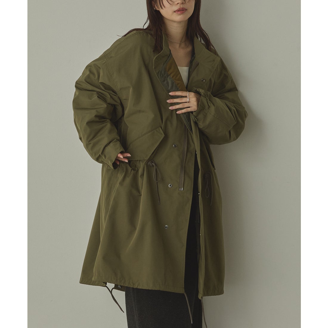 ノイア Noia TCブロード ロングモッズコート （カーキ