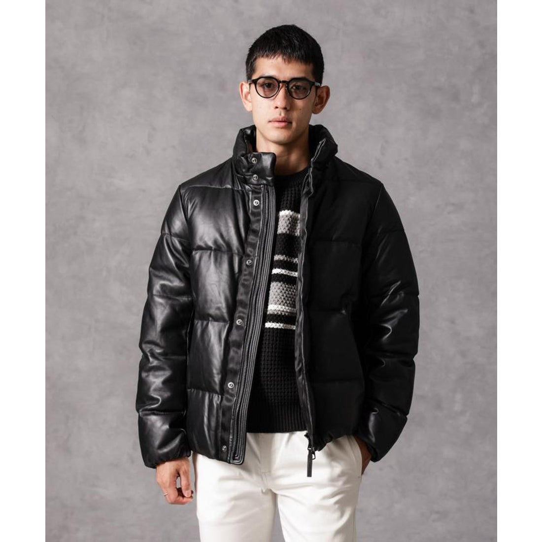 ナノ・ユニバース NANO universe 「西川ダウン（R）」ラムレザーG2