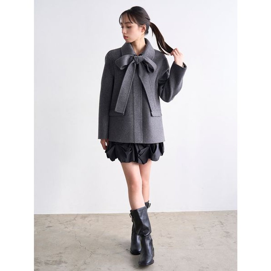 スナイデル SNIDEL リバーステンカラージャケット （GRY） -靴