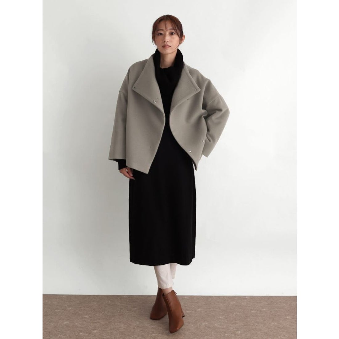 クローブ CLOVE スタンドカラーショートウールコート （ライトグレー