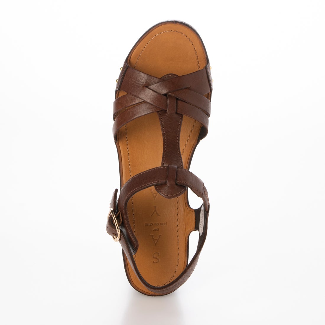 サヤ SAYA 7cm厚底本革プラット製法サンダル （ダークブラウン