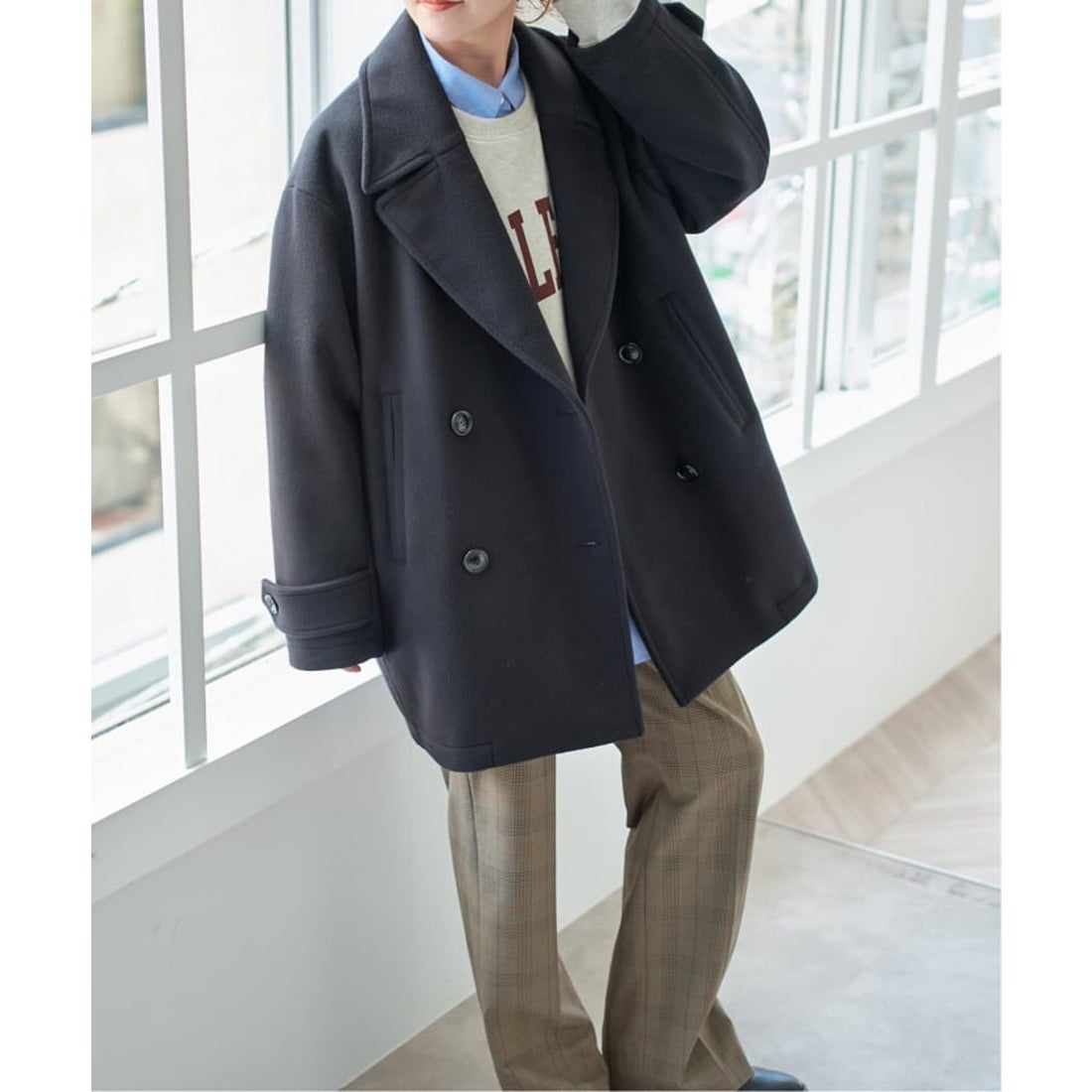 Spick and Span グレー ピーコート Spick and Span グレー ピーコート