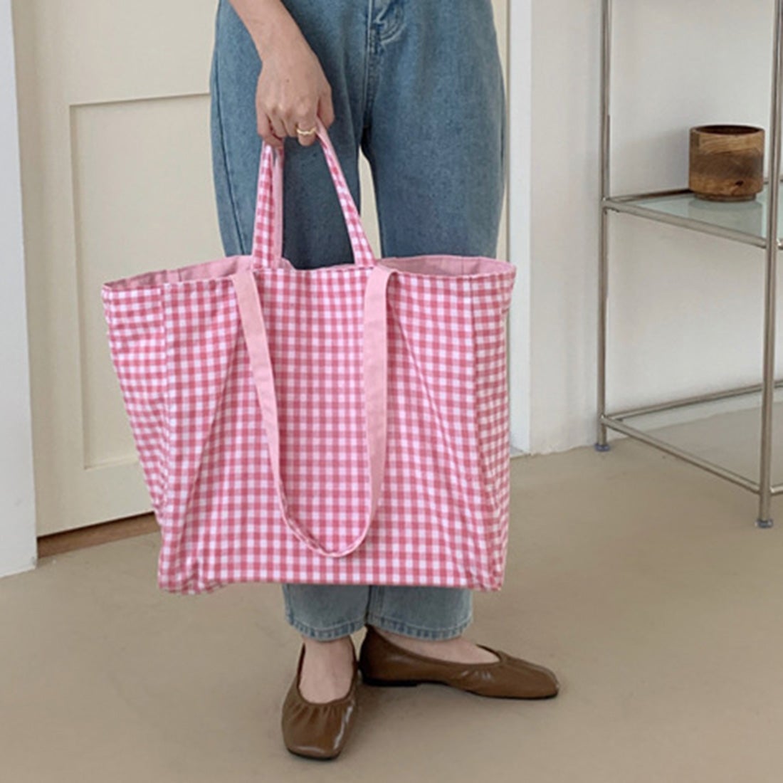 スタイルブロック STYLEBLOCK リバーシブルギンガムチェック柄トート