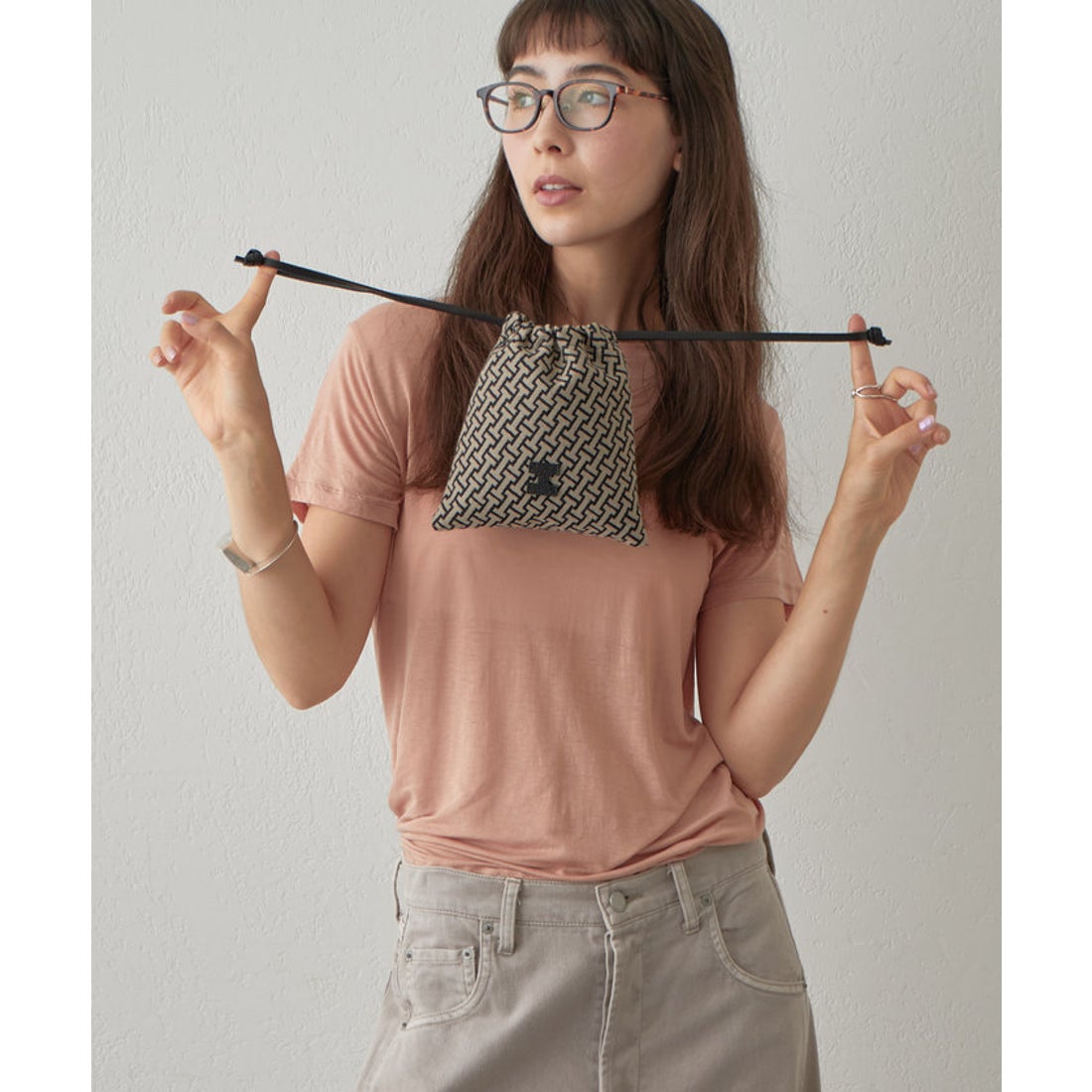 イアクッチ IACUCCI モノグランマ ポーチJACQUARD/RUGA （black