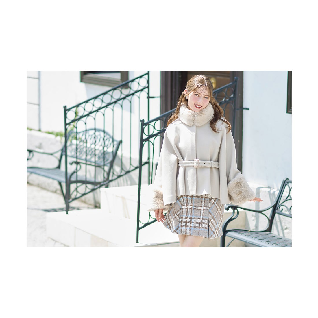 トッコクローゼット tocco closet 2WAYファー＆ベルト付きケープライク