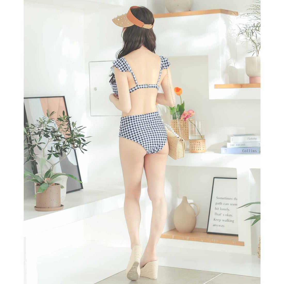 レティカ Retica ガーリーギンガムチェックフリルハイウエストビキニ