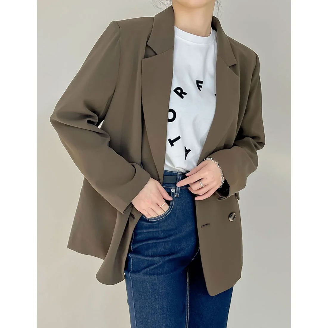 リエディ Re:EDIT ダブルテーラードジャケット （ブラウン