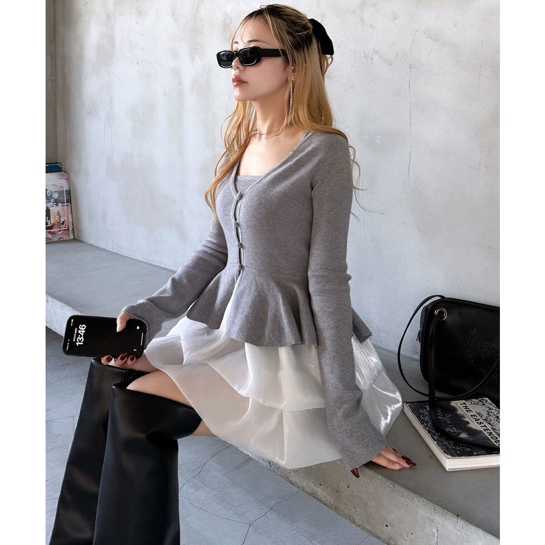 ロイヤルパーティー ROYAL PARTY ドッキングペプラムニット