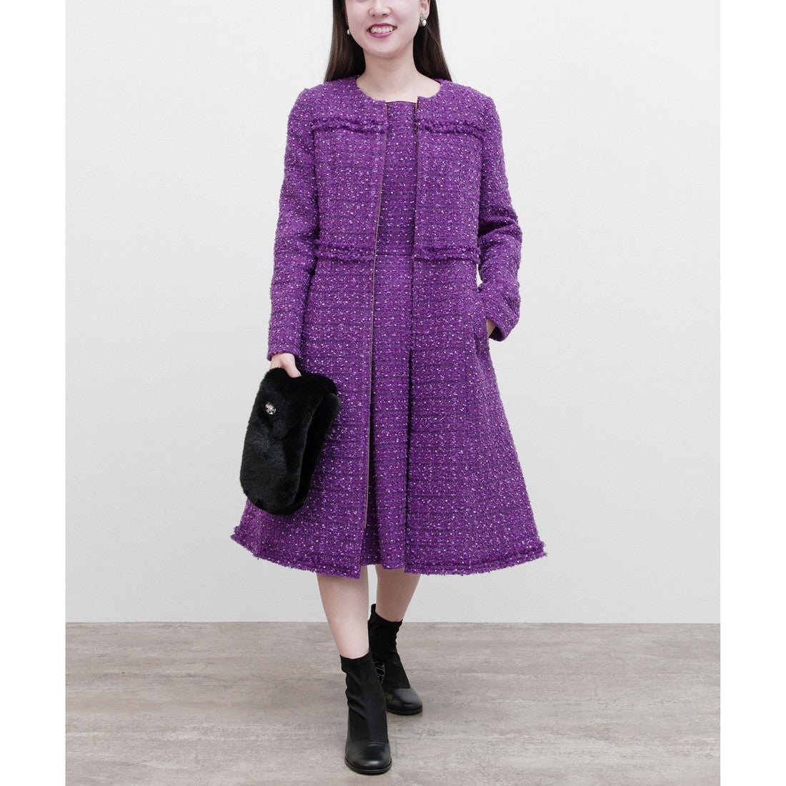 TOCCA SWEET TWINKLE ツイードコート （パープル系） -靴