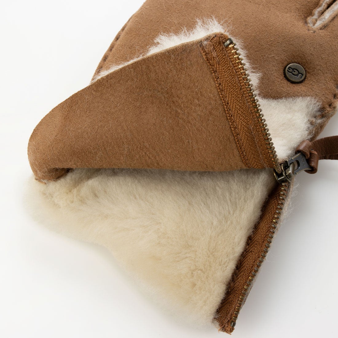 アグ UGG シープスキン グローブ ダブルジップ 手袋 （チェスナット