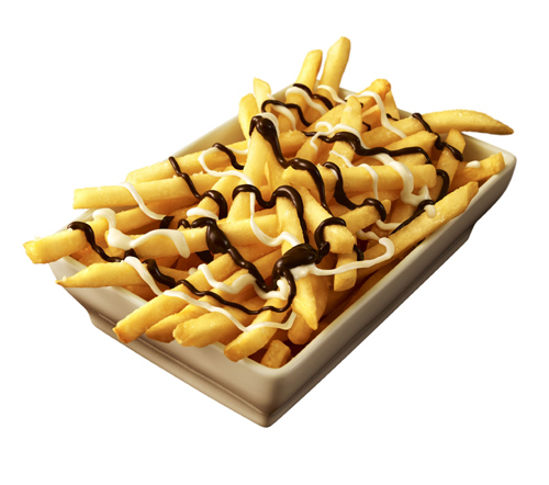 マック初！2色のチョコソースをかけていつものポテトを絶妙な
