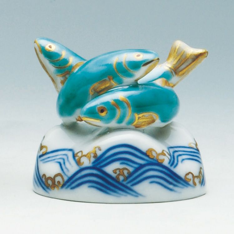 色絵蓋置 鮎 高野昭阿弥 作 高野昭阿弥