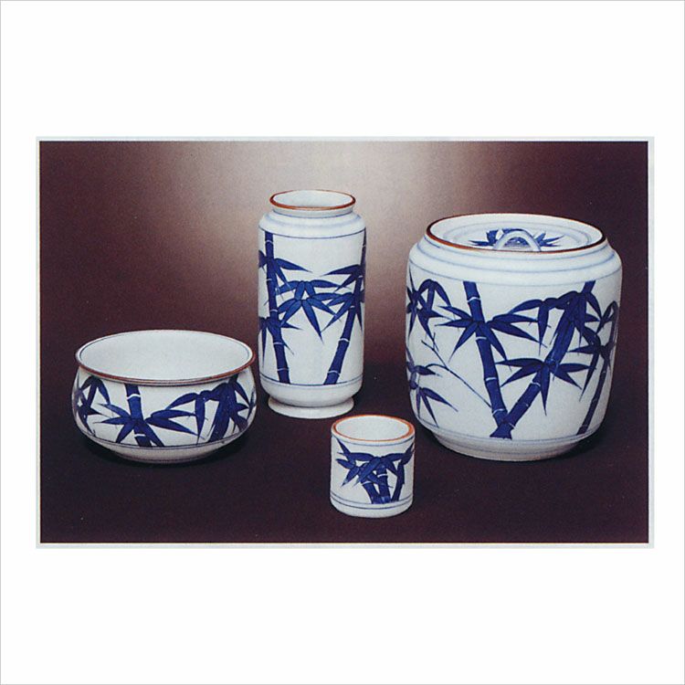 茶道具 皆具 染付 竹 千古窯 皆具