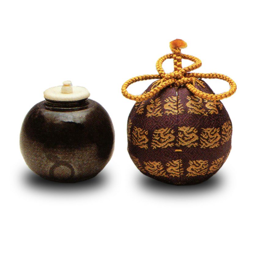 茶道具 茶入（ちゃいれ） 大名物漢作唐物写 北野茄子 茶入 仕覆：作土