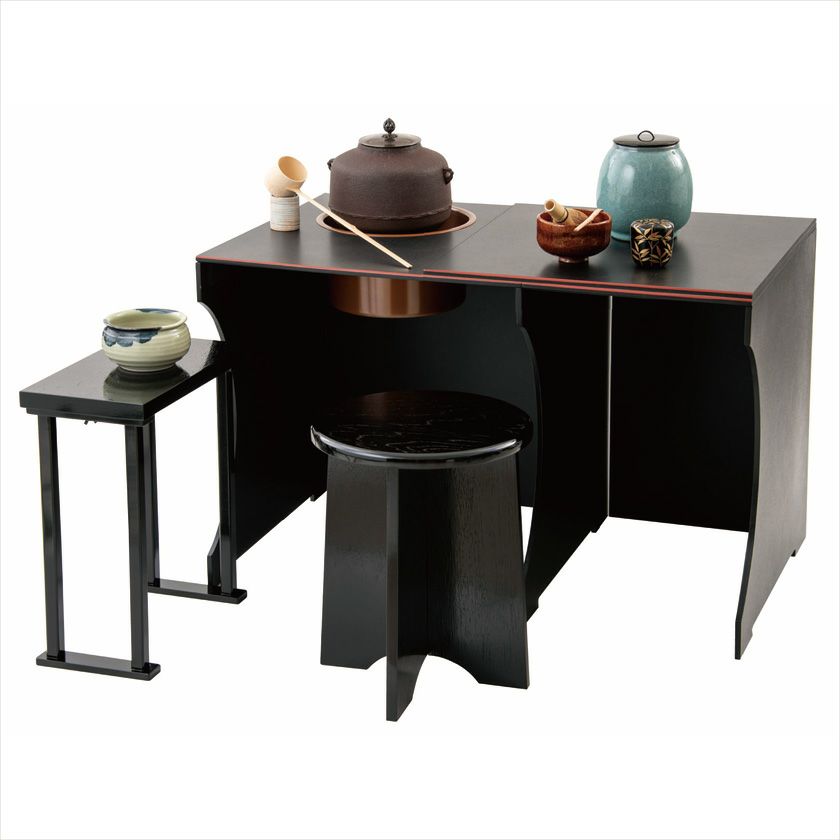 茶道具 立礼棚（りゅうれいだな） 清風棚セット （本体・丸炉・円椅1