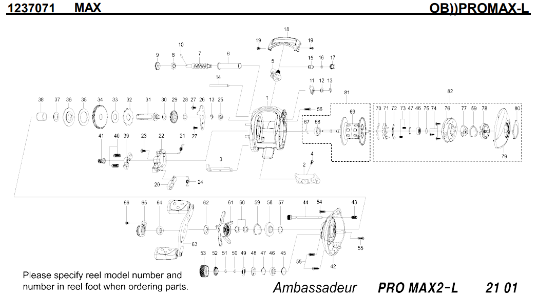 OB))1237071 PROMAX2-L | PureFishing Japan 製品リールパーツリスト