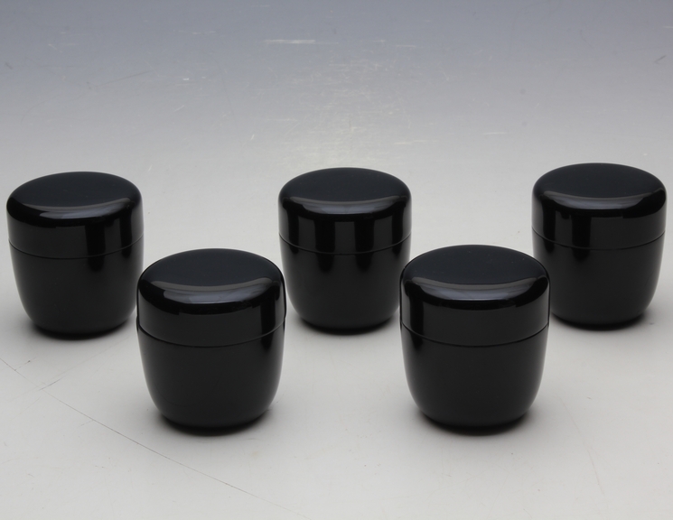 茶道具・七事式】 木製 本漆手塗 茶カブキ棗 5個揃 *真塗*木製*