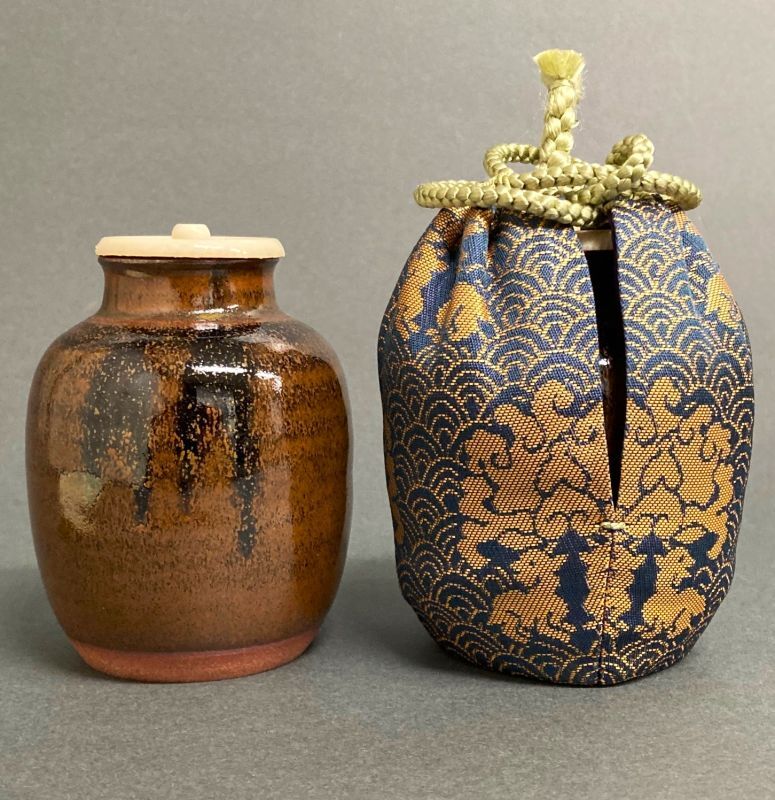 茶道具】 瀬戸 小川手「花染」写 茶入 【在庫限り】