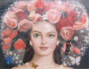 日本洋画壇の重鎮 芝田米三 フランス人形の絵 鉛筆とパステルによる