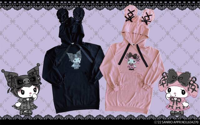 マイメロとクロミの“地雷系”耳付きフードワンピースが発売中！「真夜中