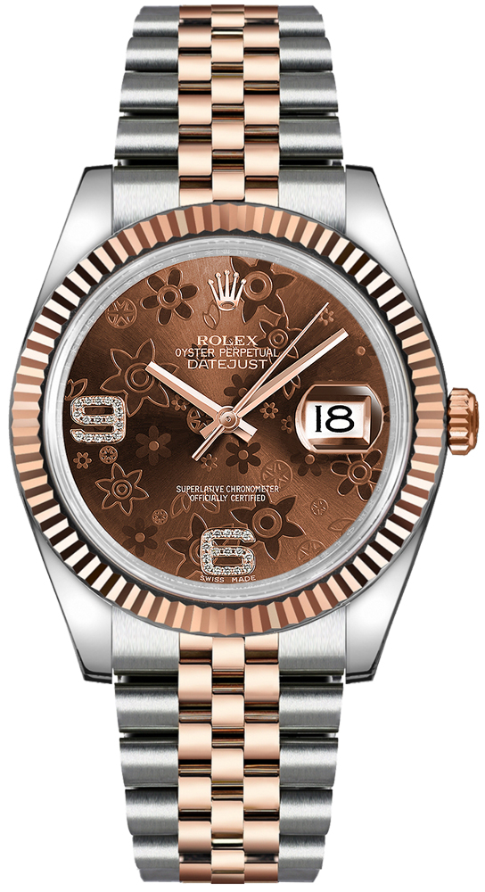116231 Rolex Datejust 36 Chocolate Floral Dial