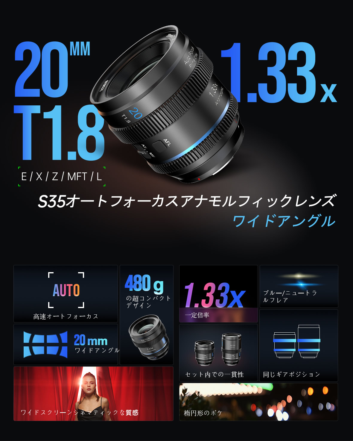 SIRUI 20mm T1.8 1.33x S35 Autofocus Anamorphic Lens