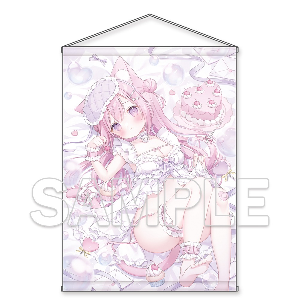 おもちもなか描き下ろし ドキドキ 無防備な猫耳ちゃんタペストリー B2