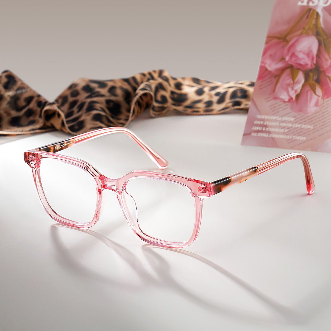 Freya Pink Frame Glasses with Square Frame Online | ZEELOOL