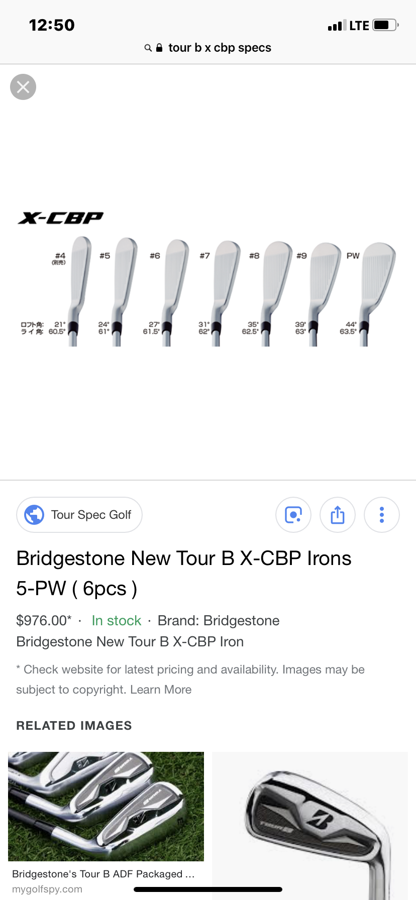 Bridgestone Tour B X-CBP - For Sale Archive-For Feedback Reference
