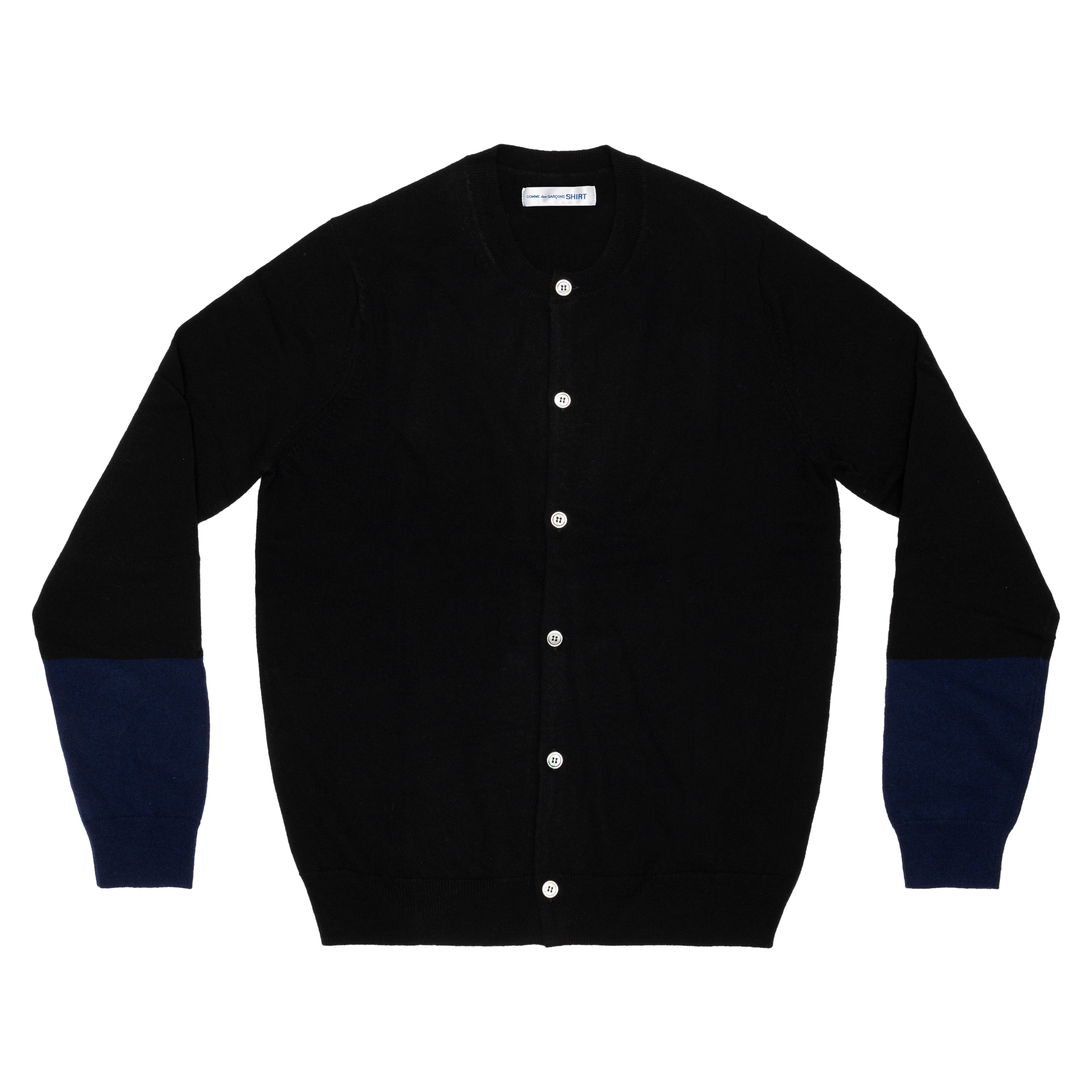 CDG SHIRT FOREVER: Cardigan Round-Neck (BLACK/NAVY) | DSMG E-SHOP