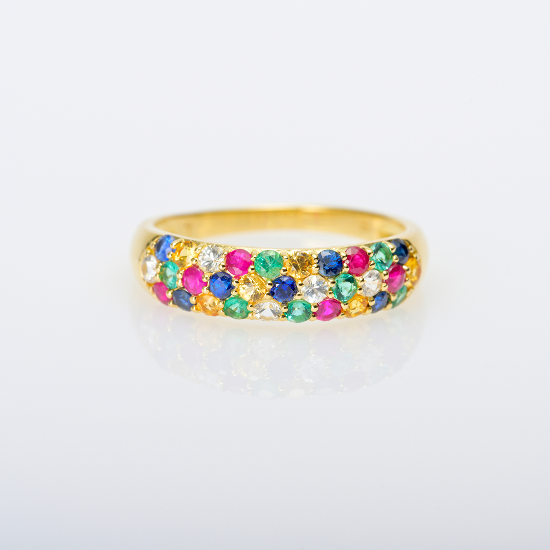 リング K18イエローゴールド サファイア エメラルド オレンジ