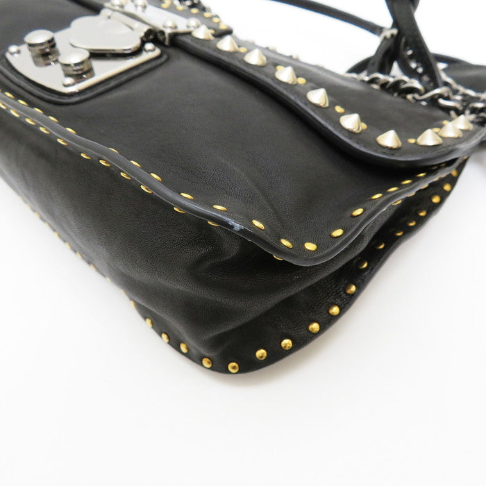 MIUMIU/ミュウミュウ】 チェーン スタッズ ショルダーバッグ レザー 黒