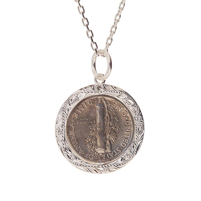 ハワイアンジュエリー/Silver925/マーキュリーダイム回転ペンダント