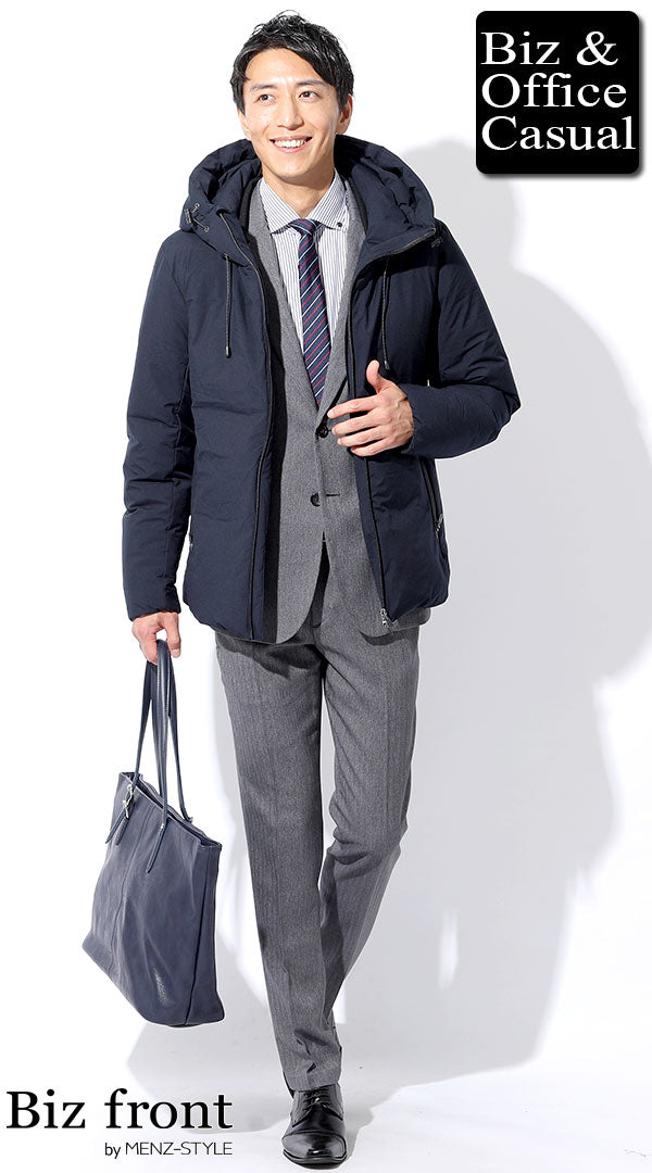 ネイビー中綿ダウンジャケット×グレースーツ biz18-19aw_6210の