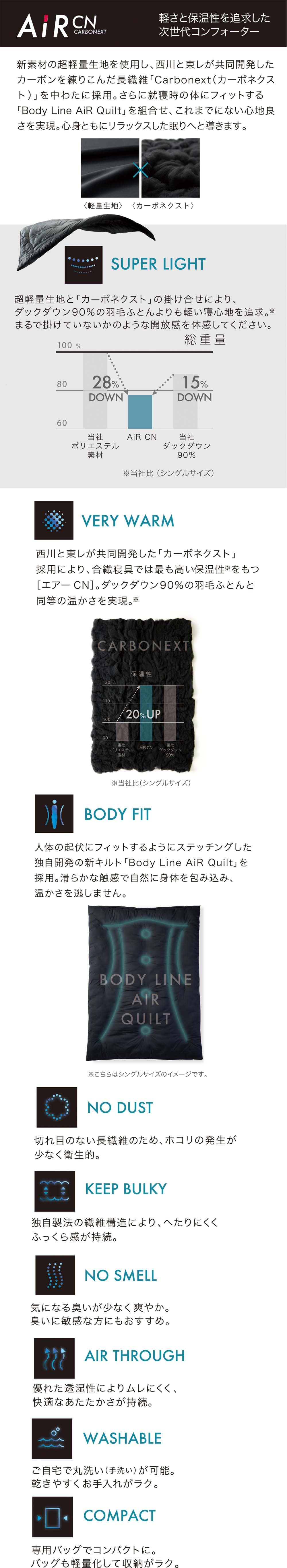エアーCN］コンフォーター （シングルロング）150×210cm ブラック
