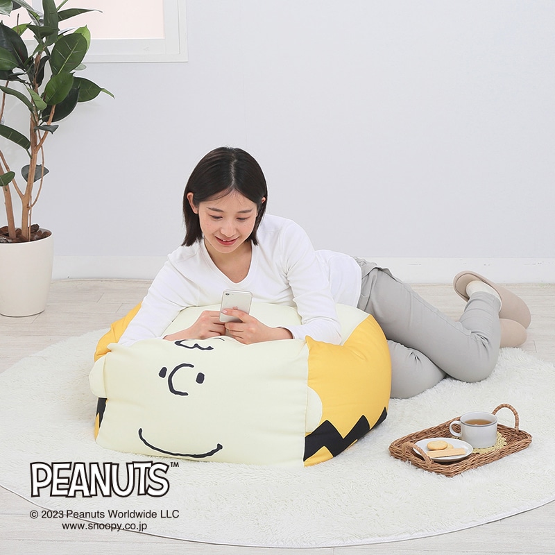 ピーナッツ チャーリー・ブラウンビーズクッション (Mサイズ)約55×55