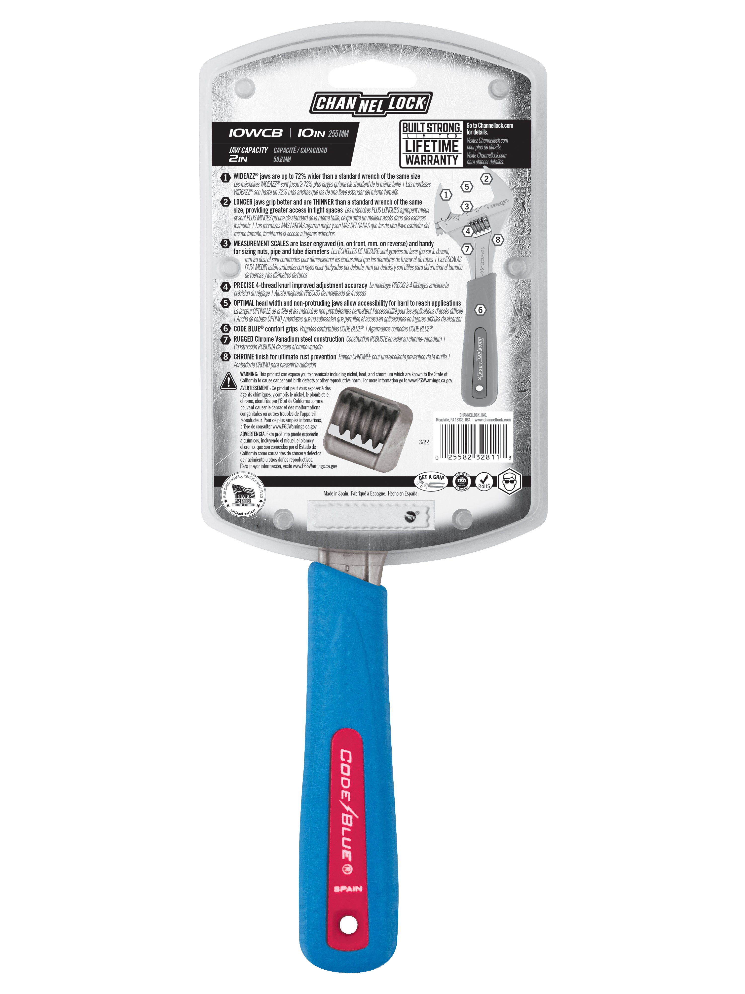 10WCB 10-inch WideAzz® Adjustable Wrench | Shop CHANNELLOCK®