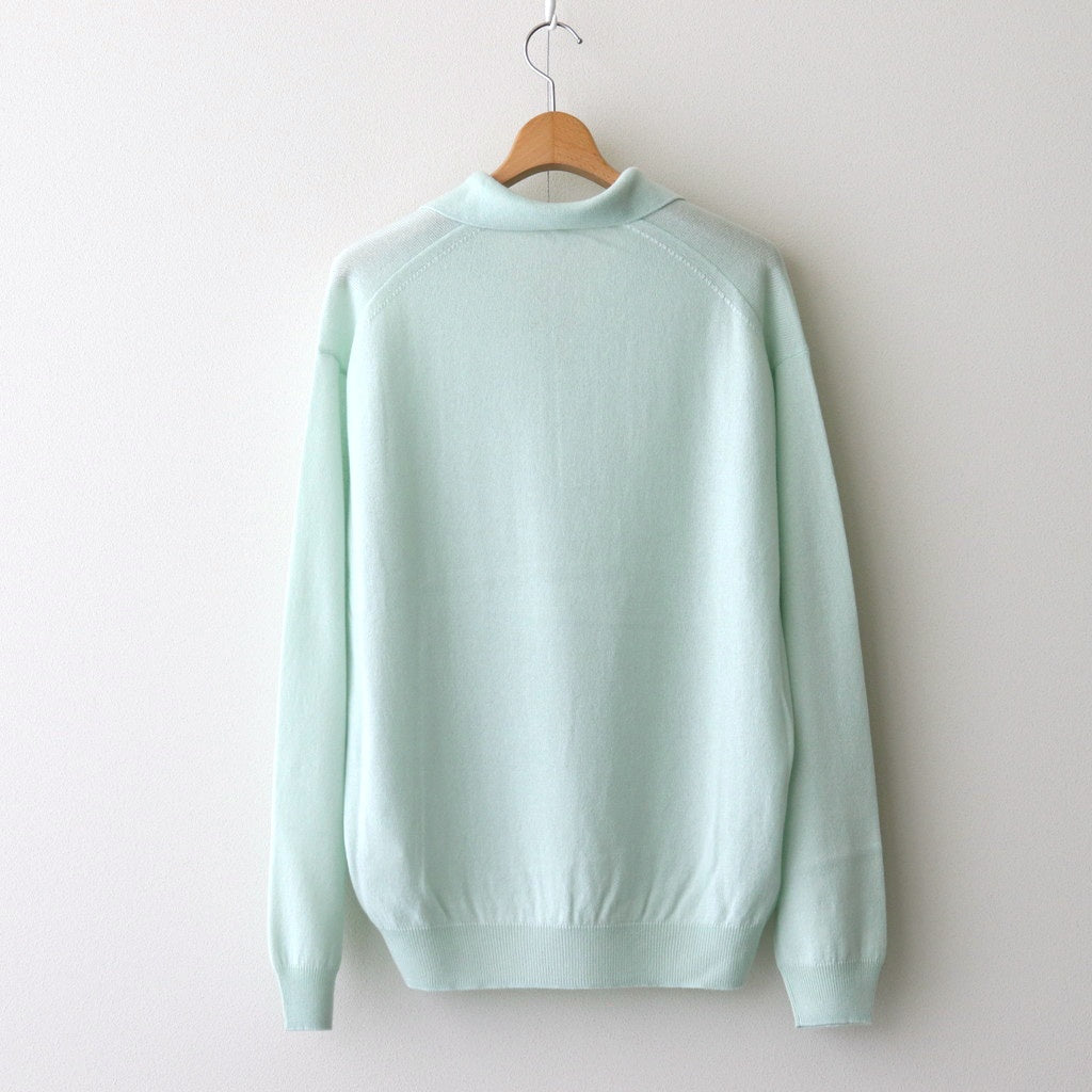 SUPER FINE CASHMERE SILK KNIT SKIPPER POLO #WHITE GREEN [A25SP02SC