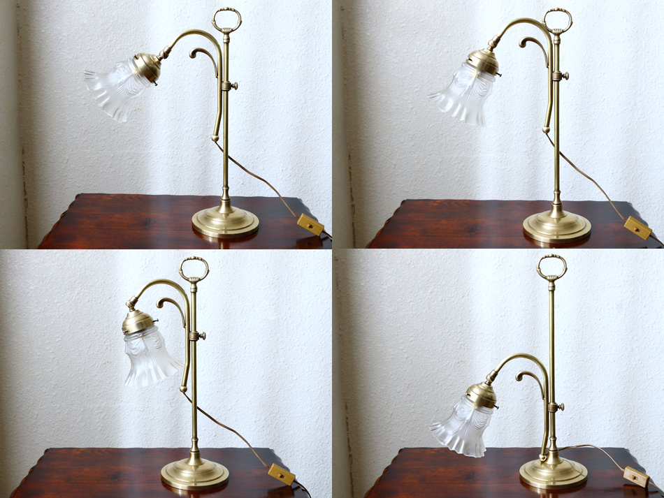 フレンチスタイル アンティークブラス&フリルシェード デスクランプ