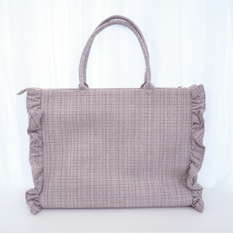 パレットリリーツイードバッグ ビジューリボン ビッグサイズ ピンク