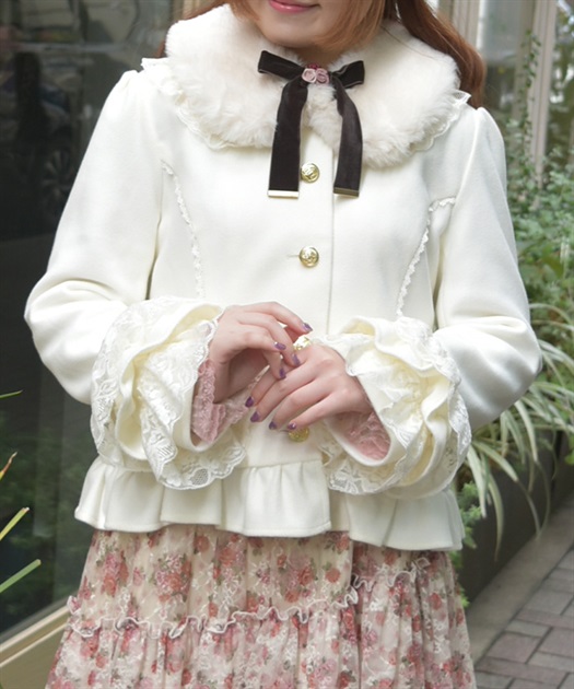 ローズリボン付フリルコート 【会員限定価格】 | axes femme online shop