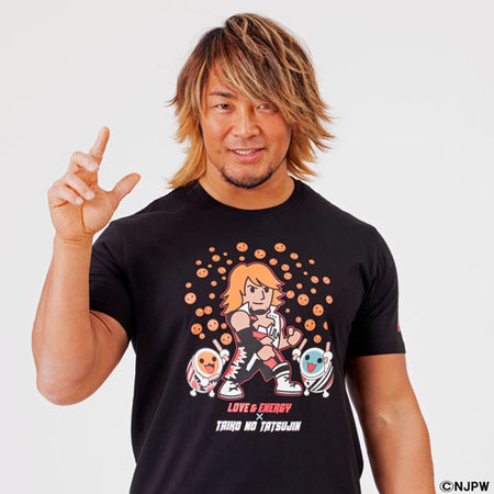 新日本プロレス×太鼓の達人 棚橋弘至 LOVE&ENERGY Tシャツ ブラック