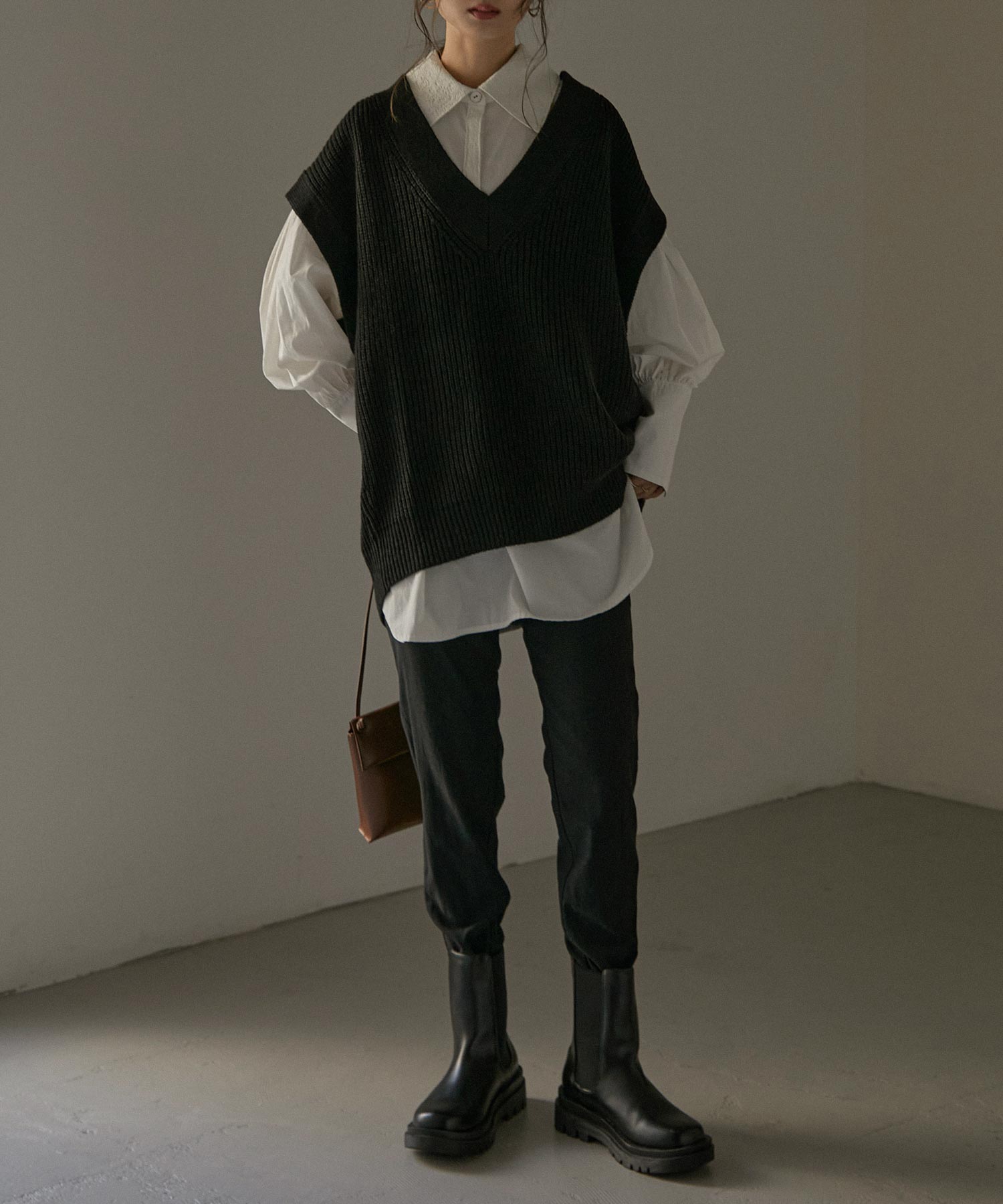 Vネックオーバーサイズニットベスト｜ベスト - Fashion Letter