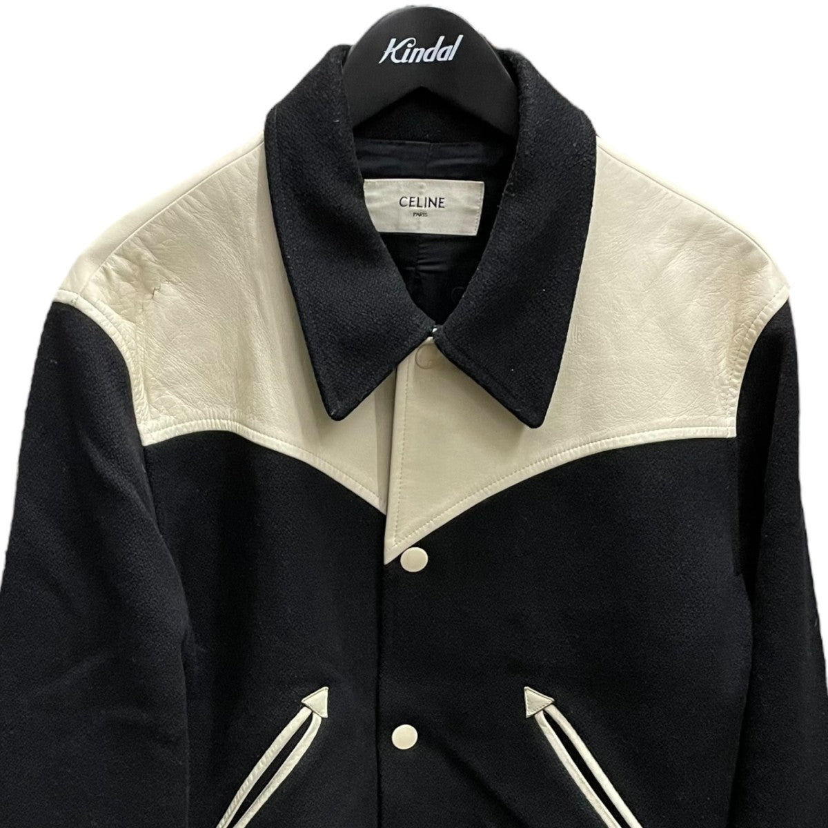 CELINE(セリーヌ) テディジャケット レザーカウボーイヨーク切替ウール