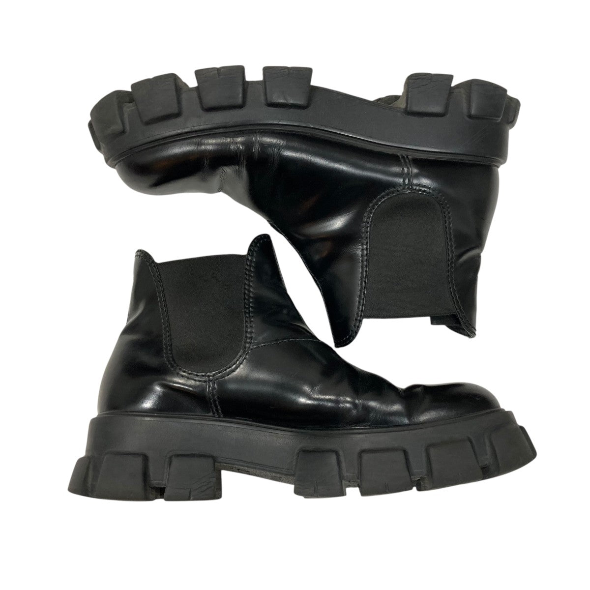 PRADA(プラダ) モノリス ブラッシュドレザーチェルシーブーツ2TE174
