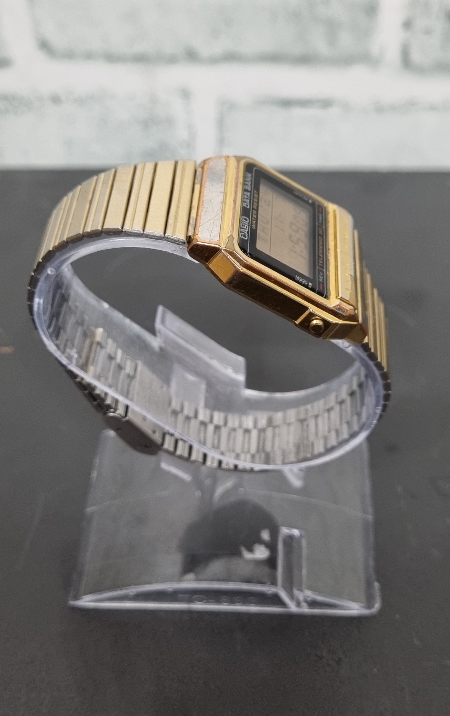 Vintage Casio Data Bank DB-310 Digital Gold Adjustable Wrist Watch