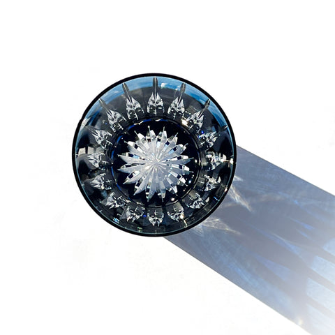 江戸切子 伝統工芸士 木村泰典 作 剣菱 オールドグラス 藍 ｜江戸切子